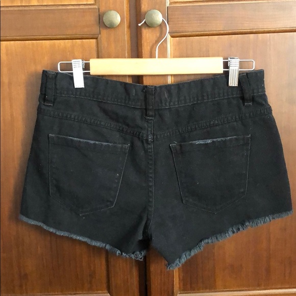 Free People Distressed Black Jean / Denim Shorts - Picture 2 of 3